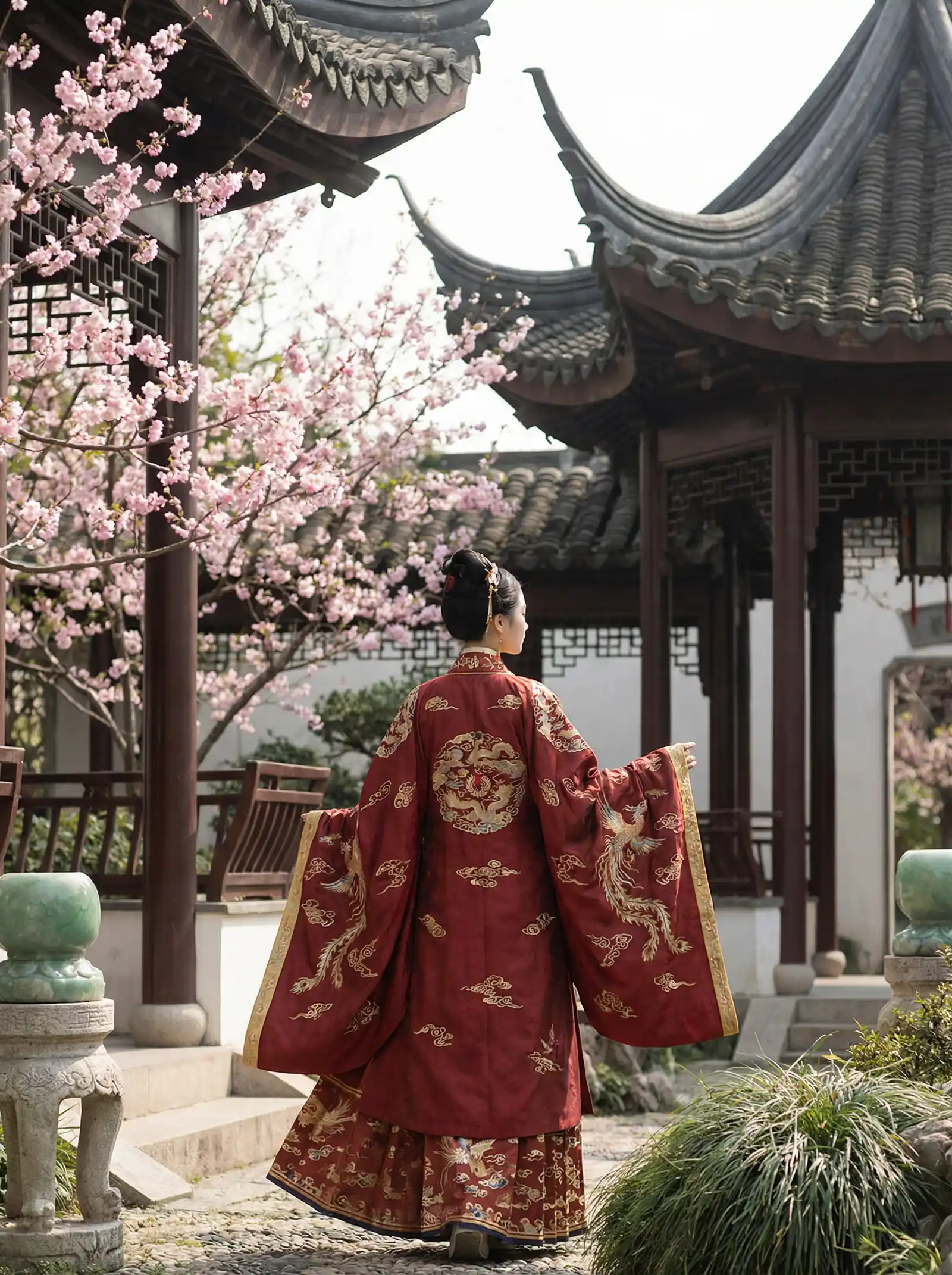 风犬少年的天空在线播放免费 明制汉服红色凤凰刺绣